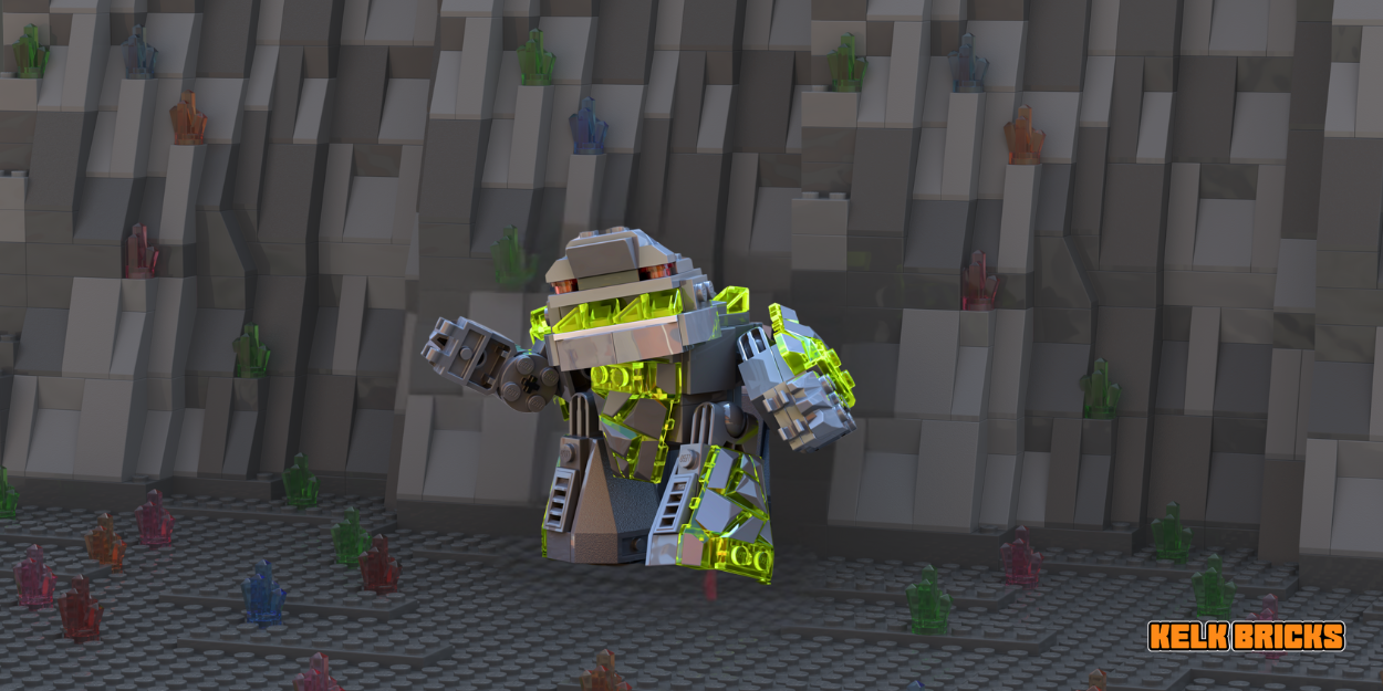 A unique, custom rock monster figure built entirely from genuine LEGO® bricks.