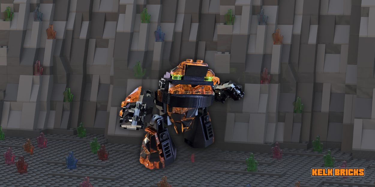 A unique, custom rock monster figure built entirely from genuine LEGO® bricks.